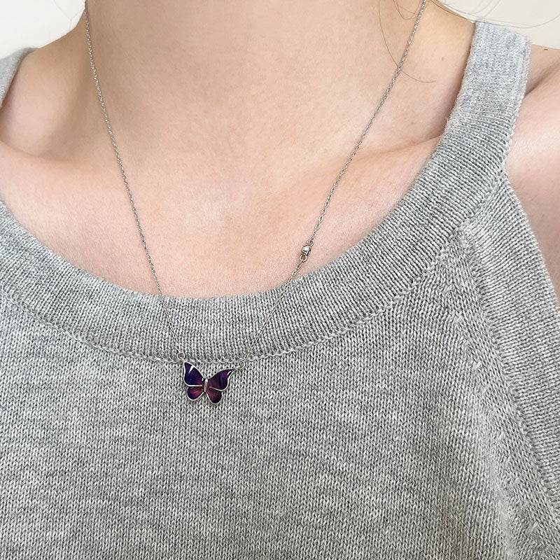 S925 Sliver Color-changed Butterfly Necklace Fashion Novelty Jewelry - Here2Save