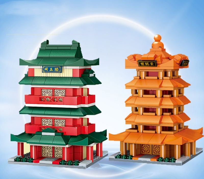 Ancient Style Street View Traditional Architecture Tower Model Building Blocks Toys