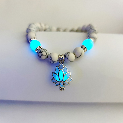 Energy Luminous Lotus Natural Stone Bracelet Yoga Healing Luminous Glow In The Dark Charm Beads Bracelet For Men Women Prayer Buddhism - Here2Save