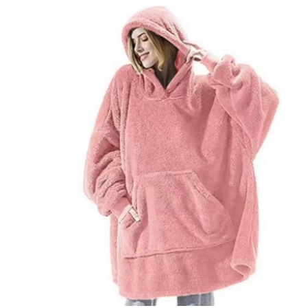 Hoodie Sweatshirt With Big Pocket Tops Sweater Comfortable Loose Double-Sided Fleece Thicker Wearable Blanket - Here2Save