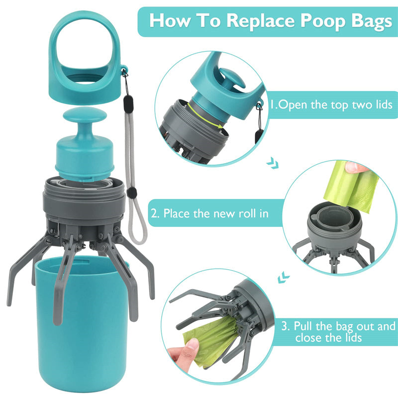 Portable Lightweight Dog Pooper Scooper With Built-in Poop Bag Dispenser Eight-claw Shovel For Pet Toilet Picker Pet Products - Here2Save