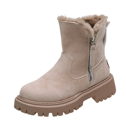 Botas de nieve de felpa gruesas para mujer, zapatos de invierno antideslizantes de gamuza sintética