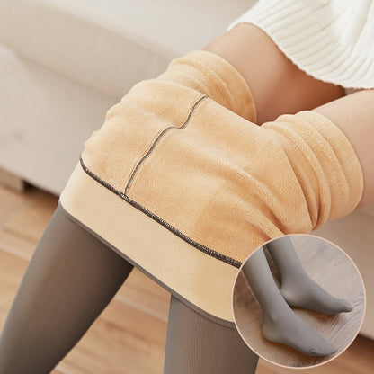 Fake Translucent Plus Size Leggings Fleece Lined Tights Fall And Winter Warm Fleece Pantyhose Women Fleece Lined Pantyhose Thermal Winter Tights - Here2Save