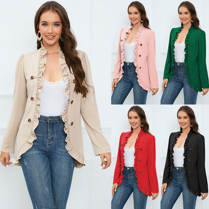 Women's Ruffled Cardigan Button Jacket