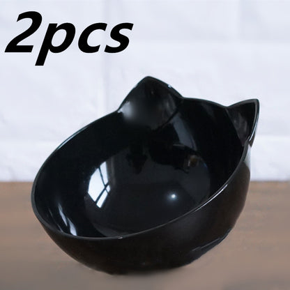 New Inclined Food Cat Ear Oblique Mouth Transparent Single Pet Bowl - Here2Save