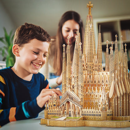 Le Cube Sagrada Familia Cathedral LED Version Of 3D Stereo Puzzle Hand-made Difficult Church Puzzle