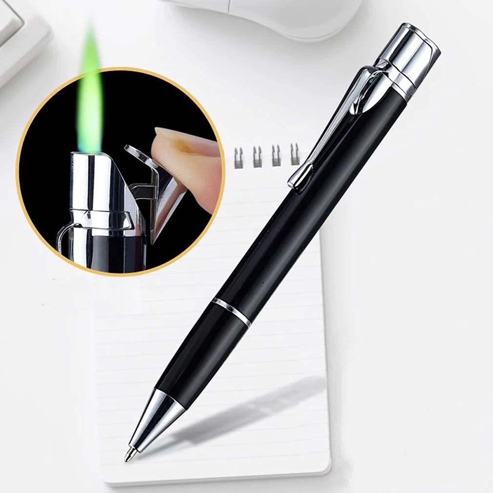 Creative Metal Signature Pen Lighter Windproof Gas Inflatable Jet Lighter Mini Portable Business Birthday Gift Men - Here2Save