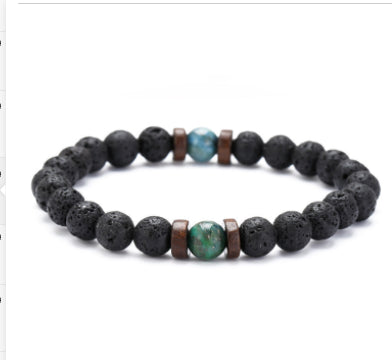 Personality Men's Black Volcanic Stone Bracelet - Here2Save