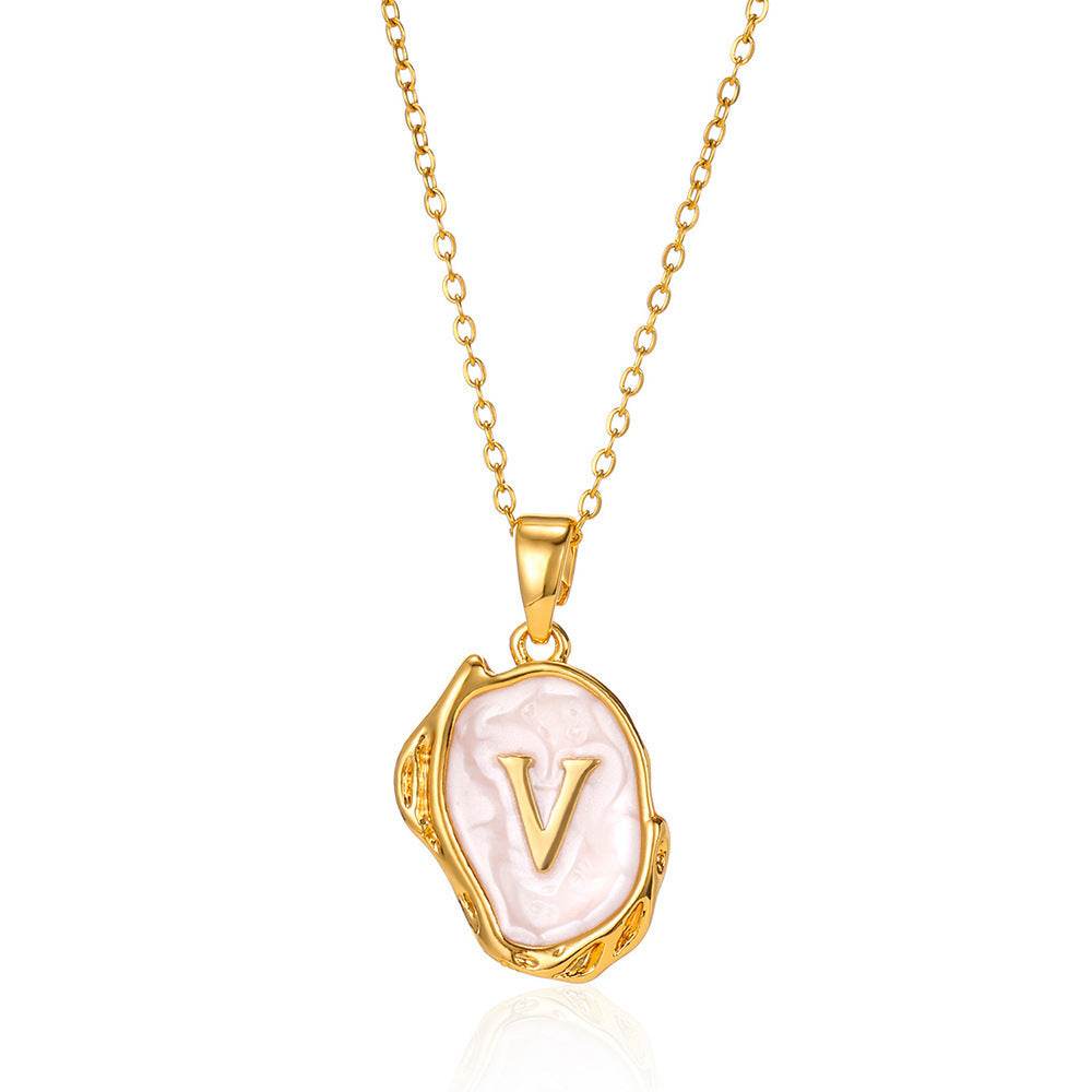 Simple 26 Letters Drop Oil Three-dimensional Necklace - Here2Save