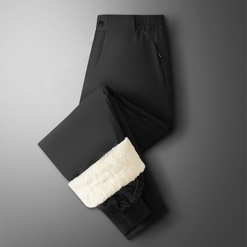 Nuevos pantalones de invierno para hombre, pantalones de cordero gruesos de terciopelo, pantalones deportivos sueltos cálidos e informales