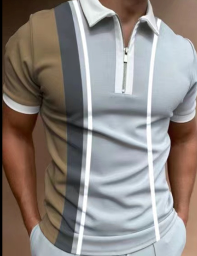 Men's POLO Shirt Striped Printed Short Sleeve T-Shirt Lapel Shirt - Here2Save