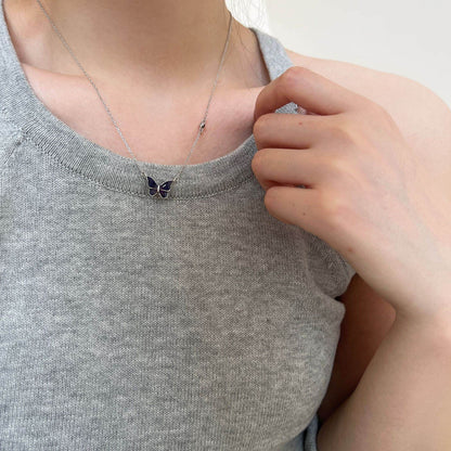 S925 Sliver Color-changed Butterfly Necklace Fashion Novelty Jewelry - Here2Save
