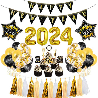 2024 New Year Suit Party Decoration Layout