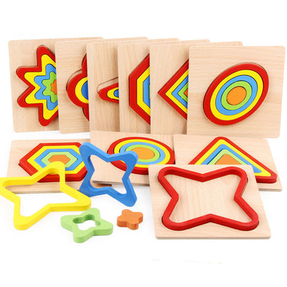 Children's Early Education Geometric Building Block Three-dimensional Puzzle