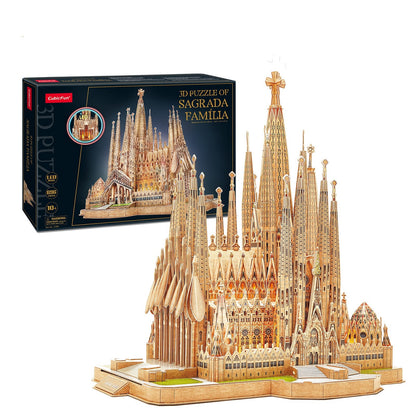 Le Cube Sagrada Familia Cathedral LED Version Of 3D Stereo Puzzle Hand-made Difficult Church Puzzle