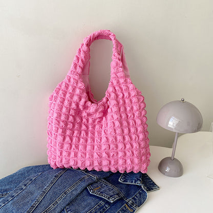 Cute Pleated Puff Shouder Bag Women Large-capacity Cloud Armpit Bag Winter Fashion Handbags Girls