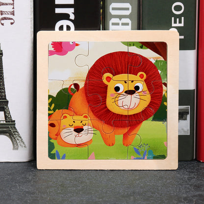 Children cartoon 3D puzzle 9 pieces puzzle animal wooden