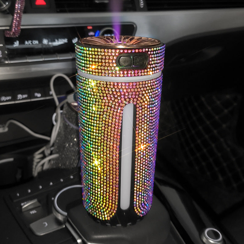 Humidificador de diamante de lujo para coche, difusor de luz LED para coche, purificador de aire automático, difusor de aromaterapia, ambientador, accesorios para coche para mujer