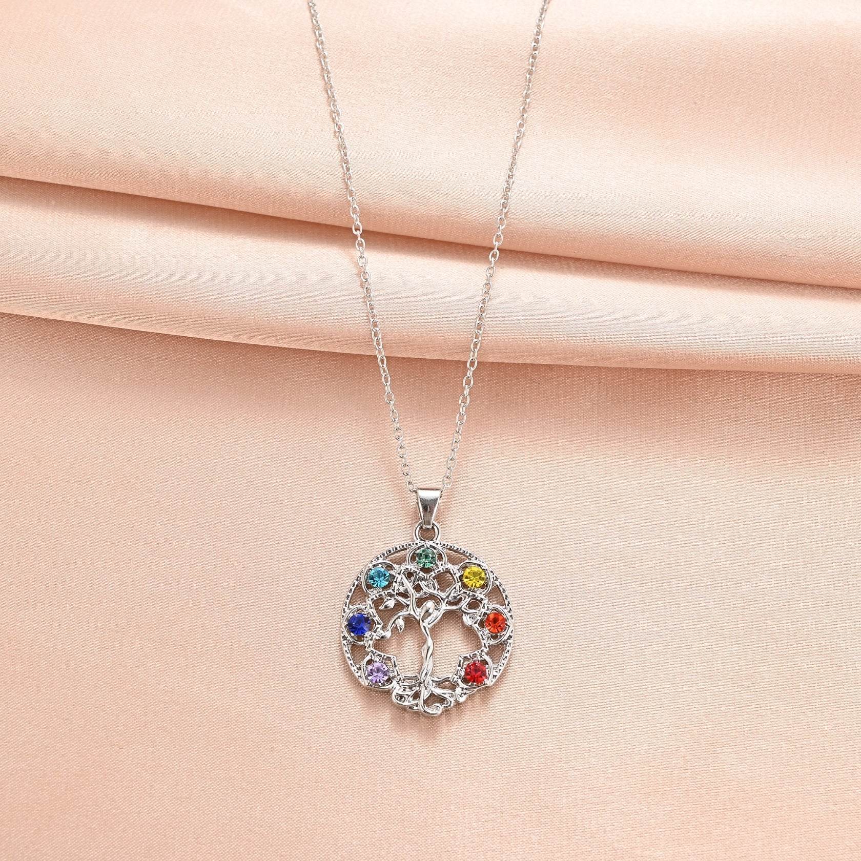 Personality Fashion Hollowed-out Tree Of Life Micro Rhinestone Clavicle Chain - Here2Save