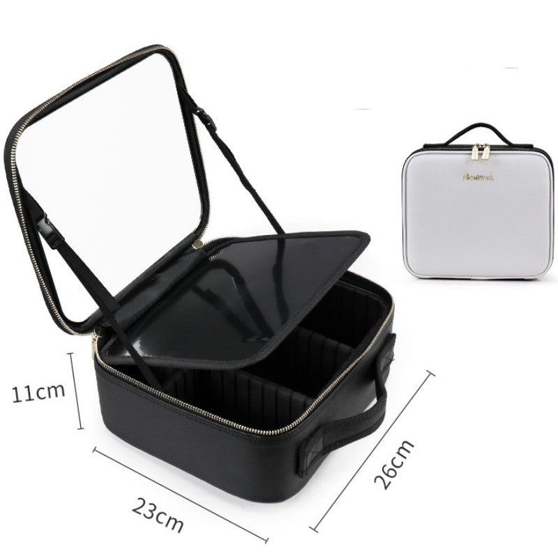 Smart LED Cosmetic Case With Mirror Cosmetic Bag Large Capacity Fashion Portable Storage Bag Travel Makeup Bags - Here2Save