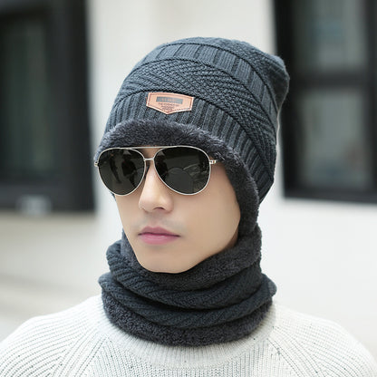 Winter Beanie Hat Scarf Set Warm Knit Hat Thick Fleece Lined Winter Hat Neck Warmer For Men Women