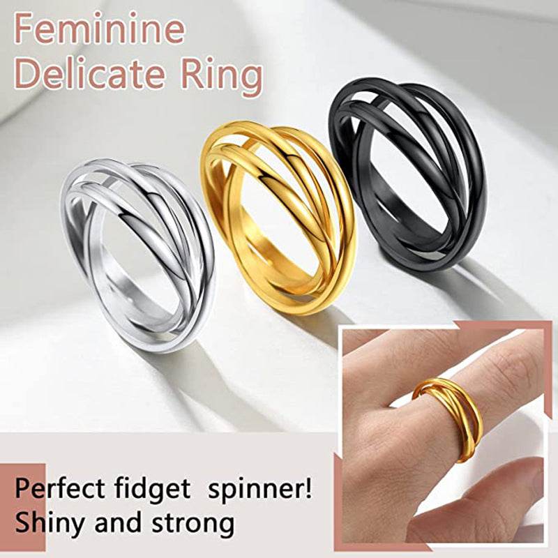 Three-ring Rotating Ring For Couple Creative Personalized Anxiety Relief Rings Women Geometric Jewelry - Here2Save