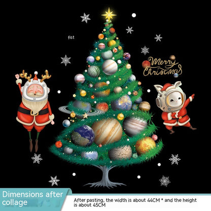 Cartoon Christmas Tree Glazing Plate Glass Decorative Removable Static Wall Sticker