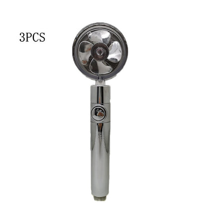 Propeller Driven Shower Head With Stop Button And Cotton Filter Turbocharged High Pressure Handheld Shower Nozzle - Here2Save