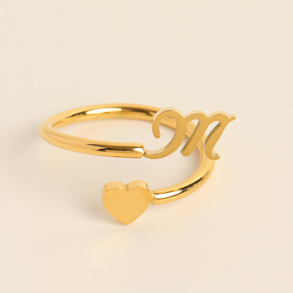 Anillo de cola de amor tridimensional con letras 26