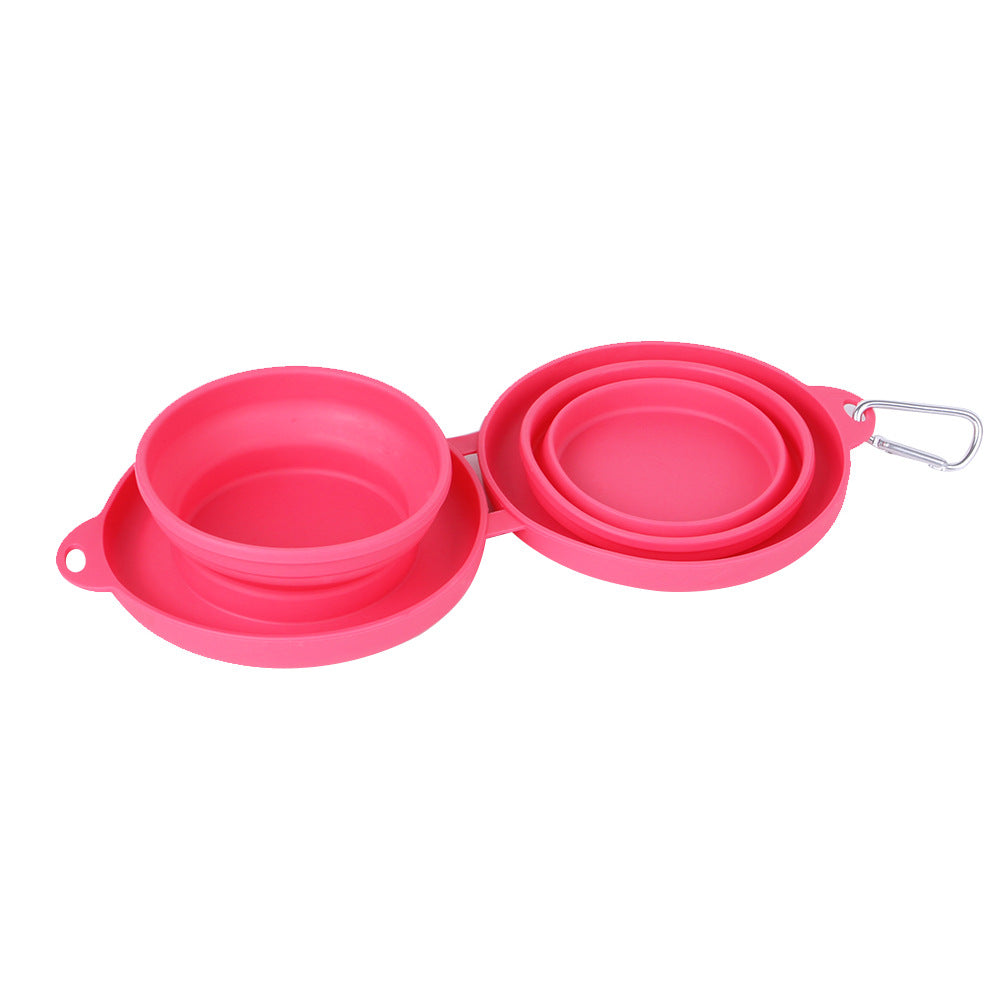 Rubber Foldable Double Bowl Pet Feeding Bowl Pets Supplies Dog Cat Bowls - Here2Save