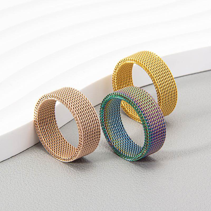 Titanium Steel Woven Mesh Deformation Ring - Here2Save