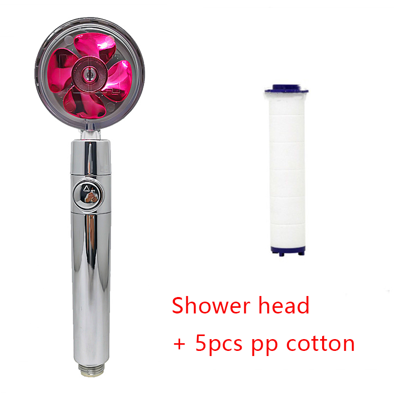 Shower Head Water Saving Flow 360 Degrees Rotating With Small Fan ABS Rain High Pressure Spray Nozzle Bathroom Accessories - Here2Save