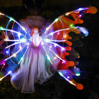 Alas de mariposa eléctricas para niñas con luces brillantes vestir alas de hadas móviles para cumpleaños boda Navidad Halloween