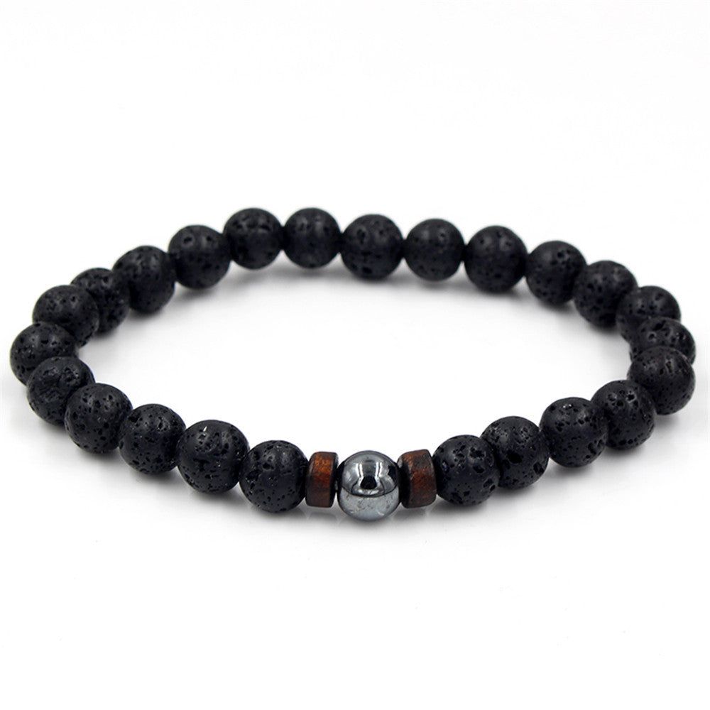 Personality Men's Black Volcanic Stone Bracelet - Here2Save