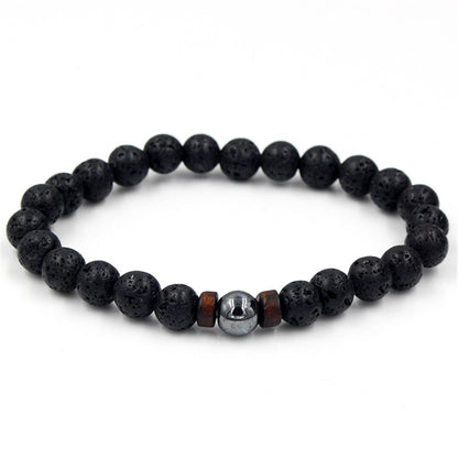 Personality Men's Black Volcanic Stone Bracelet - Here2Save