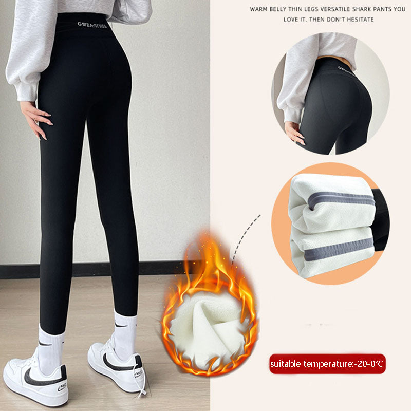 Leggings gruesos de lana para mujer, pantalones de tiburón de invierno de 20 a 5, cintura alta, ajustados, ajustados, con Control de barriga, pantalones de Yoga adelgazantes