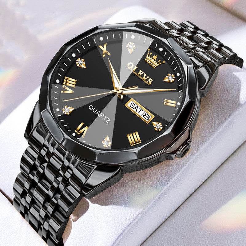 Roman Scale Double Calendar Quartz Watch Waterproof - Here2Save