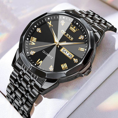 Roman Scale Double Calendar Quartz Watch Waterproof - Here2Save