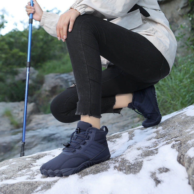 Zapatos de algodón para deportes al aire libre para hombres y mujeres, botas antideslizantes cálidas de invierno, zapatos gruesos antideslizantes resistentes al desgaste para parejas