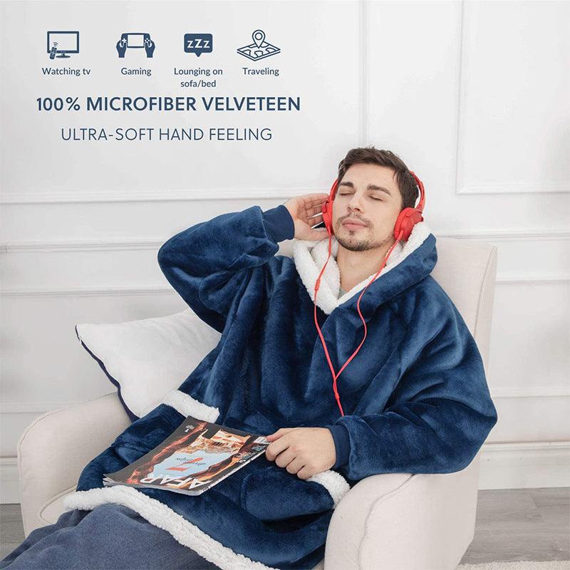 Winter TV Hoodie Blanket Winter Warm Home Clothes Women Men Oversized Pullover With Pockets - Here2Save