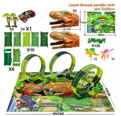 Pista eléctrica ensamblada para niños, simulación de carreras, Animal, dinosaurio tiranosaurio, juguete, rompecabezas, regalo para niño