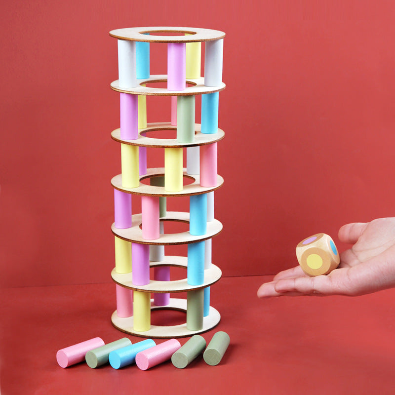 Balanced Stacked High Tower Of Pisa Blocks