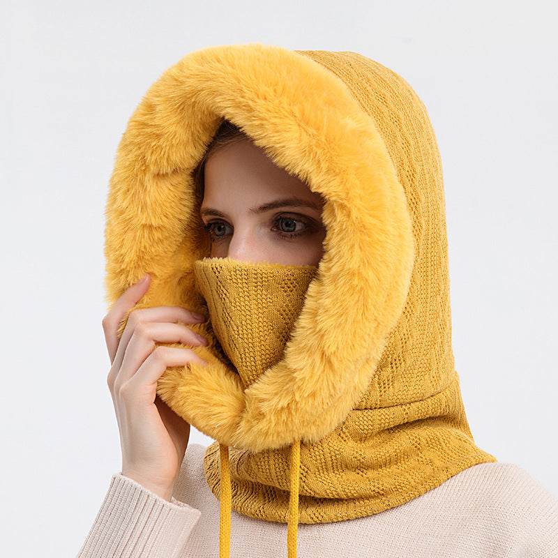 Winter Thick Plush Hat With Scarf Windproof Warm Knit Hats Hooded For Women - Here2Save