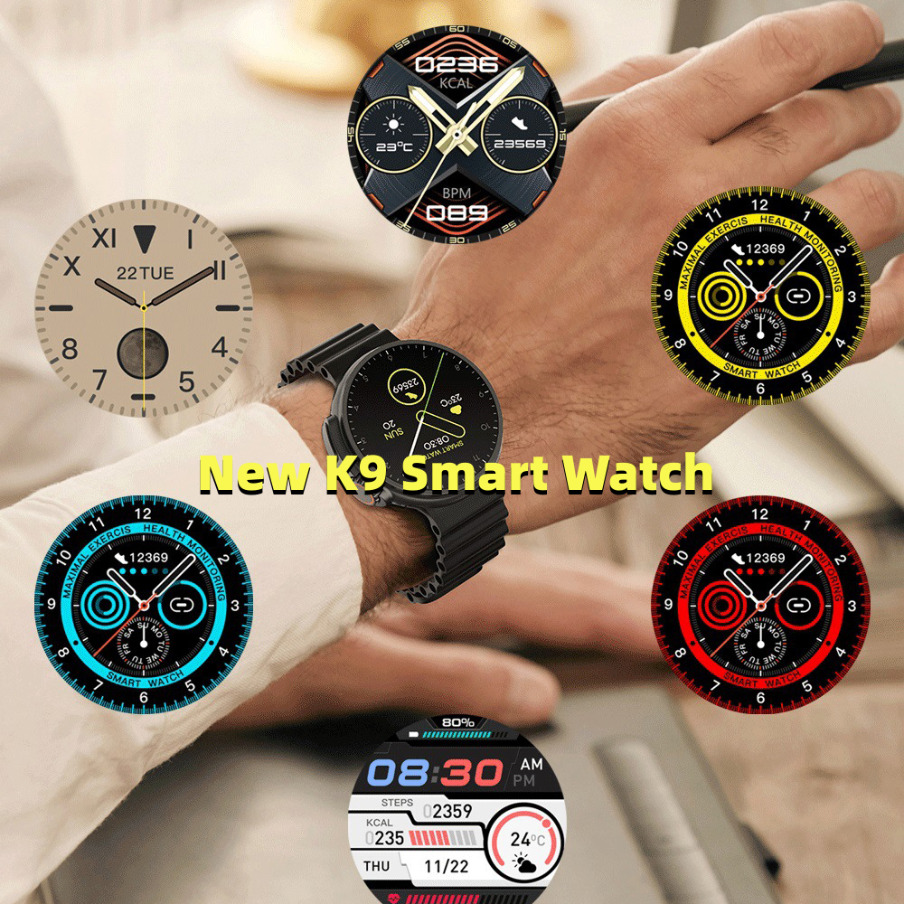 New K9 Smart Watch 1.39 Round Screen Encoder True Screw Clip Wireless Charging NFC Offline And Payment Function - Here2Save