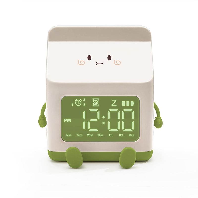 Smart Student Only Charging Cartoon Milk Carton Alarm Clock - Here2Save