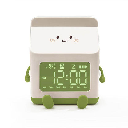 Smart Student Only Charging Cartoon Milk Carton Alarm Clock - Here2Save