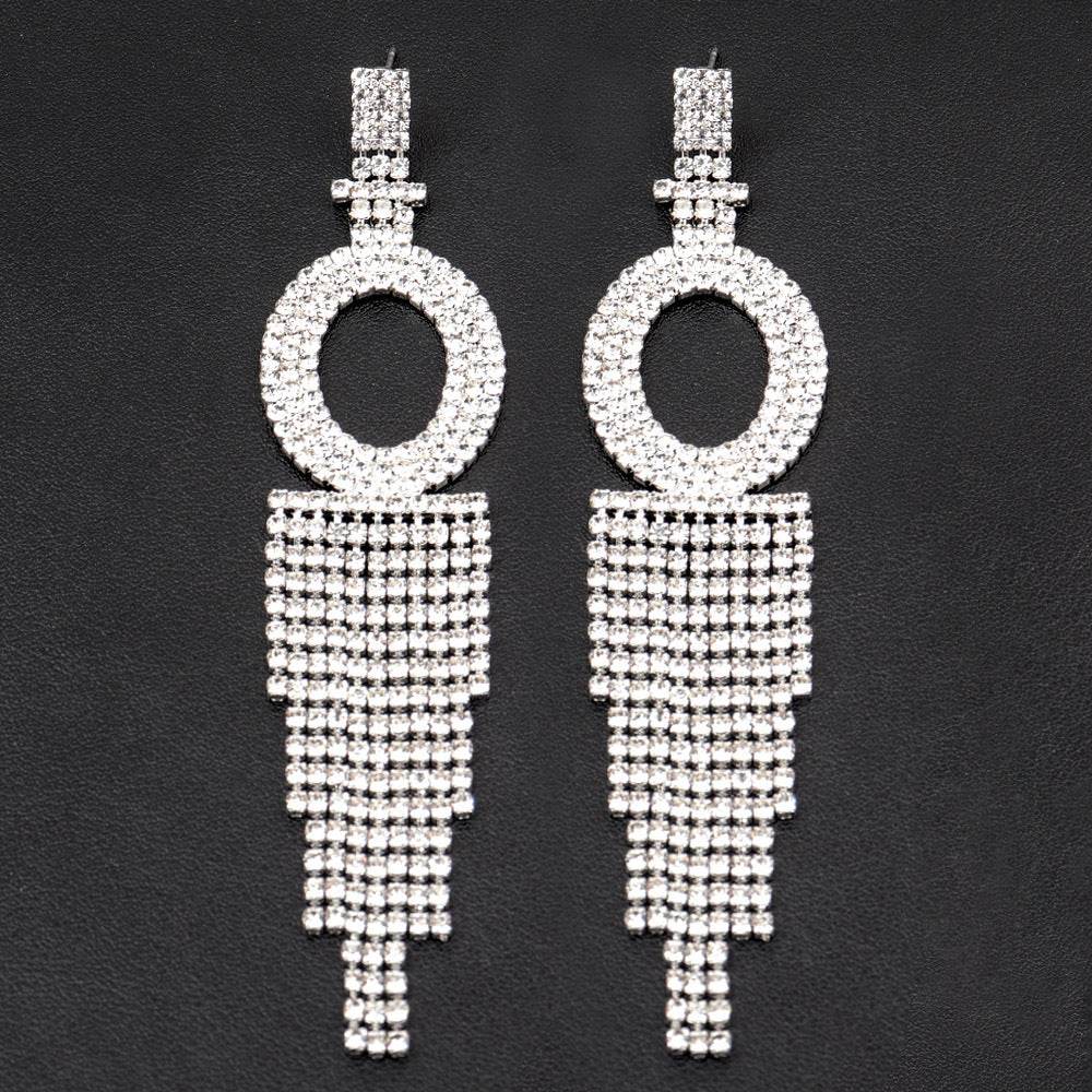 Fashion Jewelry 925 Silver Needle Ornaments Rhinestone Letter B Earrings Banquet Tassel Ear Ornaments Female - Here2Save