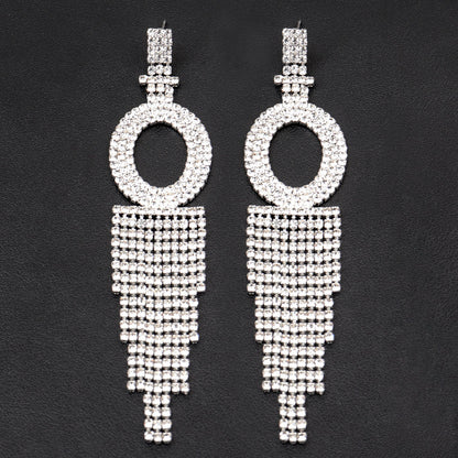 Fashion Jewelry 925 Silver Needle Ornaments Rhinestone Letter B Earrings Banquet Tassel Ear Ornaments Female