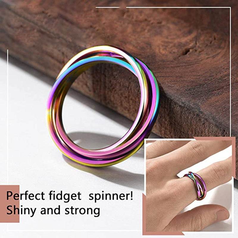 Three-ring Rotating Ring For Couple Creative Personalized Anxiety Relief Rings Women Geometric Jewelry - Here2Save