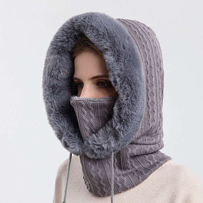 Winter Thick Plush Hat With Scarf Windproof Warm Knit Hats Hooded For Women - Here2Save